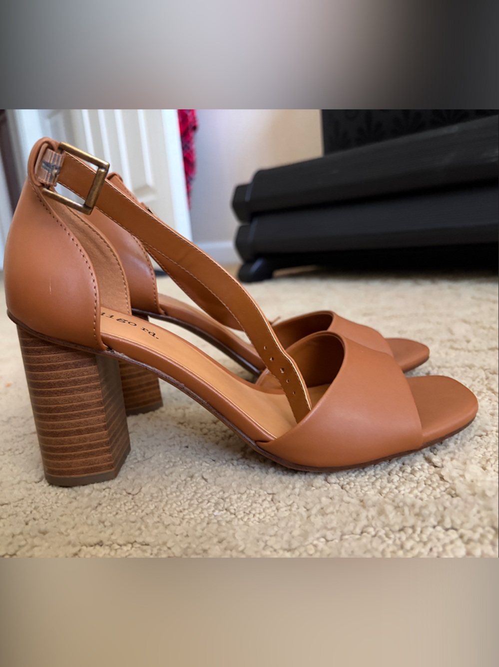 Indigo Tan Block Heel Slingback Sandals